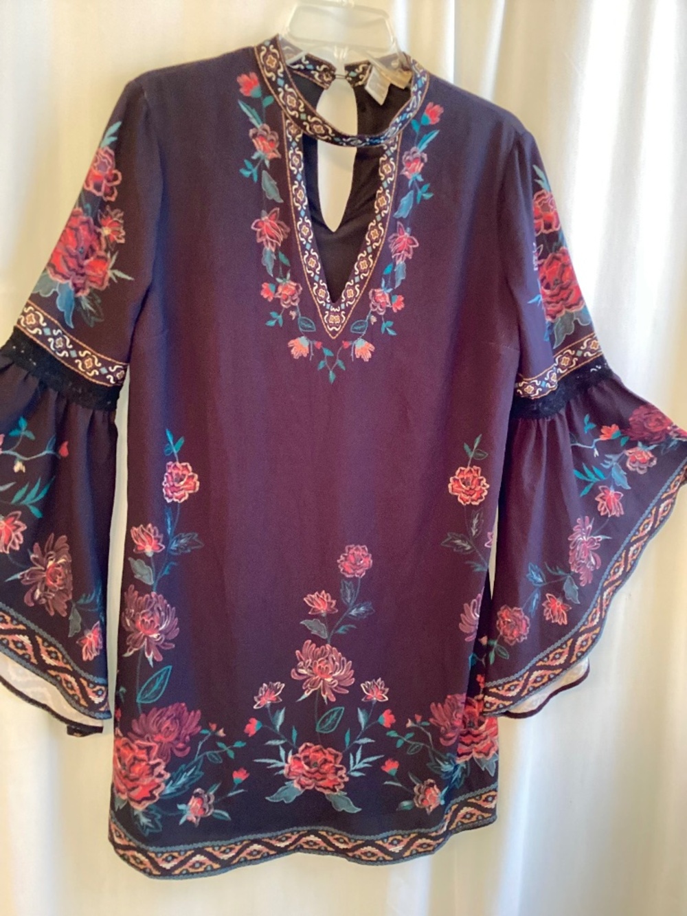 SALE!  FLYING TOMATO… Flowing Boho, Hippie, Artsy Floral Print Tunic,… size L